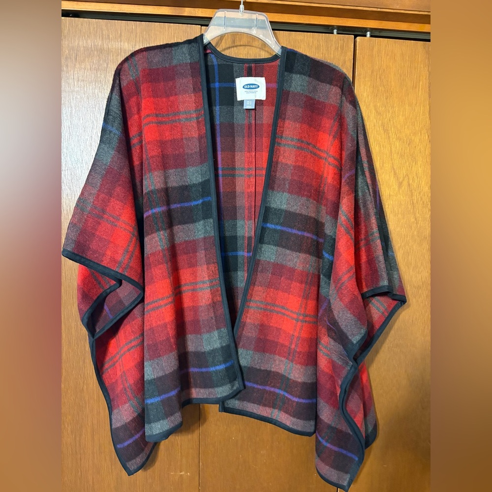 Plaid poncho